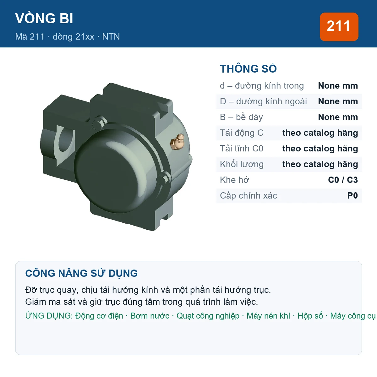 Vòng bi NTN 211 — Ảnh đăng sản phẩm (web)