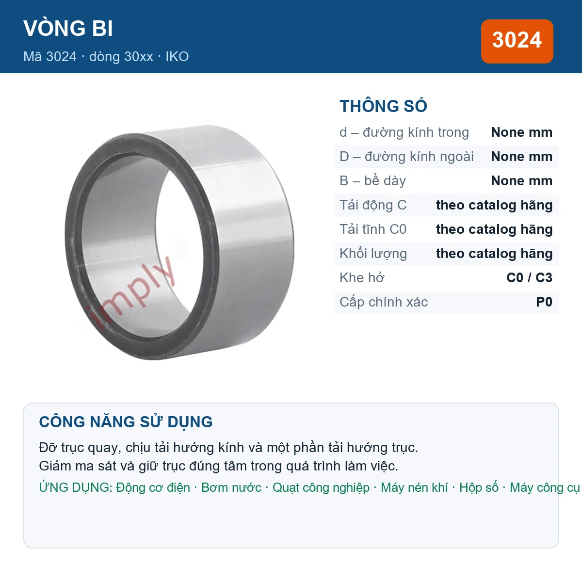 Vòng bi IKO 3024 — Ảnh đăng sản phẩm (web)