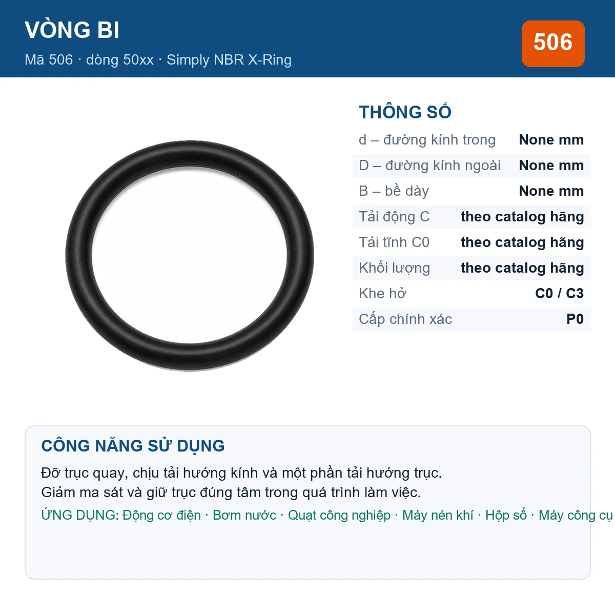 Vòng bi Simply NBR X-Ring 506 — Ảnh đăng sản phẩm (web)
