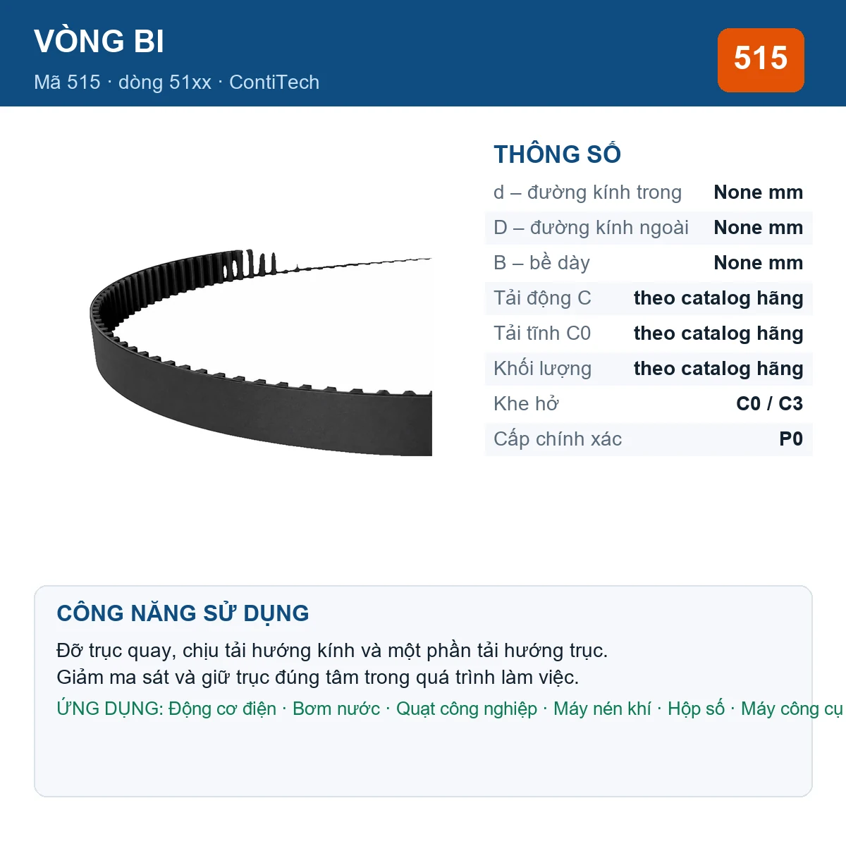 Vòng bi ContiTech 515 — Ảnh đăng sản phẩm (web)