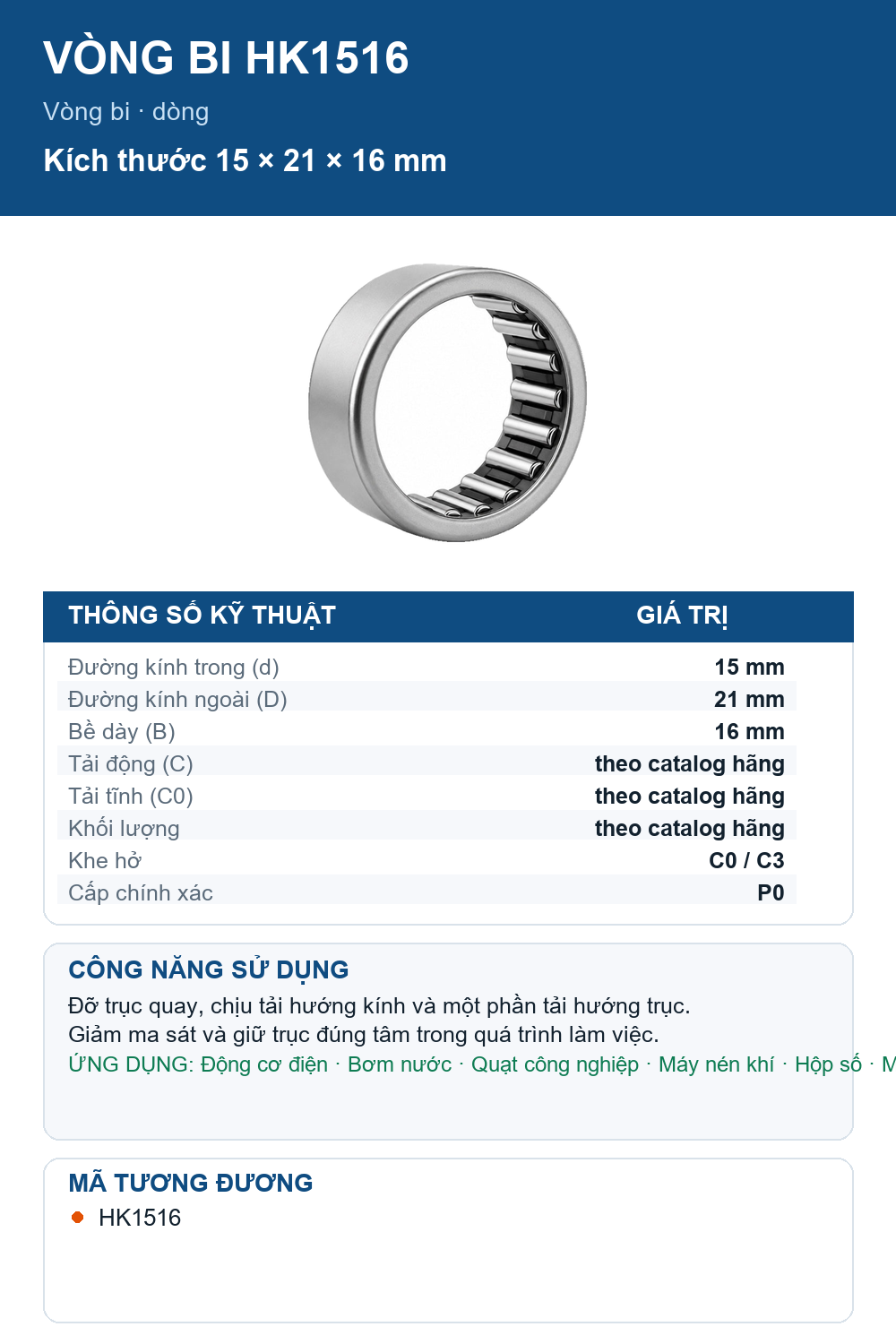 Vòng bi ZEN HK1516 15x21x16mm — Ảnh thông số (Pinterest)