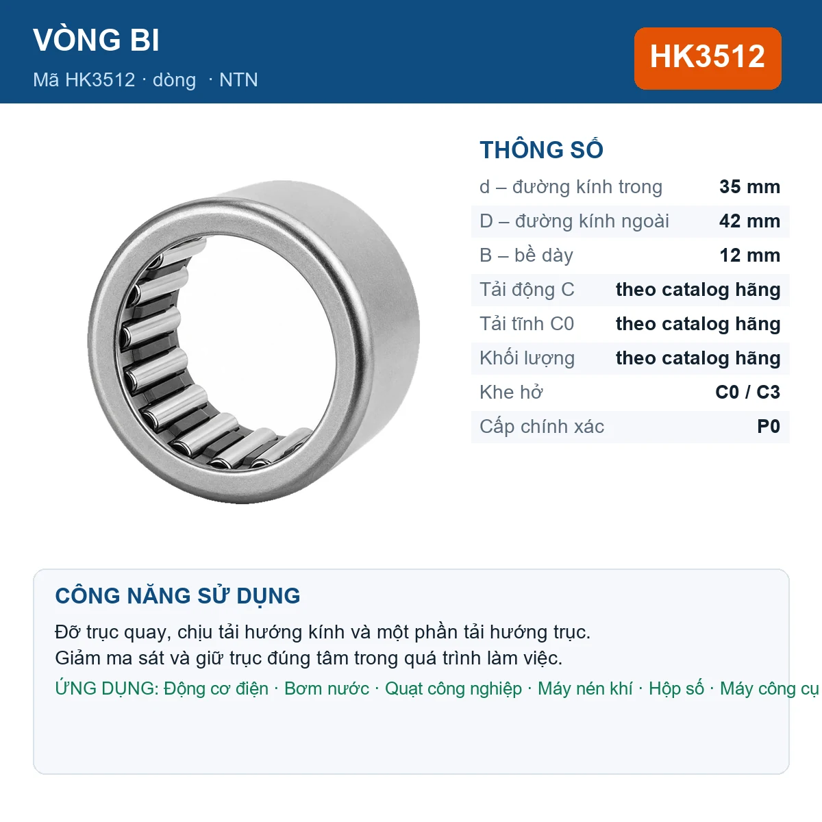 Vòng bi NTN HK3512 35x42x12mm — Ảnh đăng sản phẩm (web)