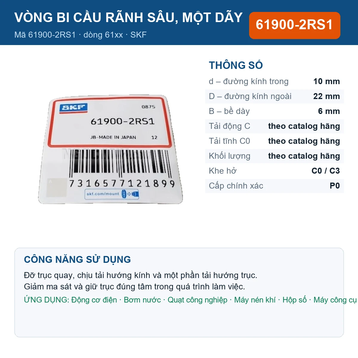 Vòng bi 61900-2RS1