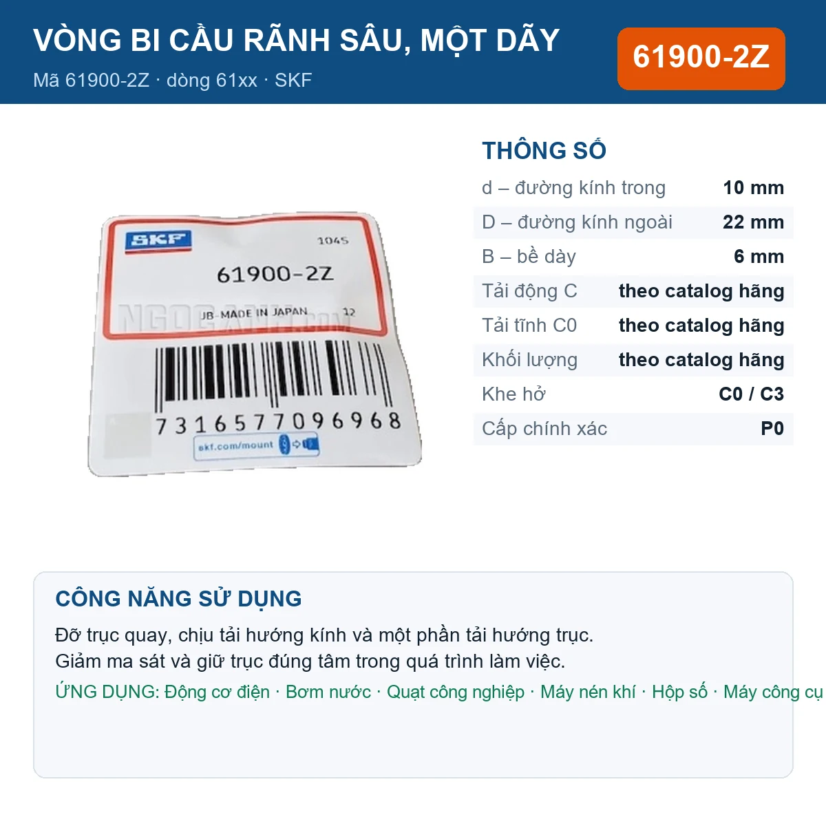 Vòng bi 61900-2Z