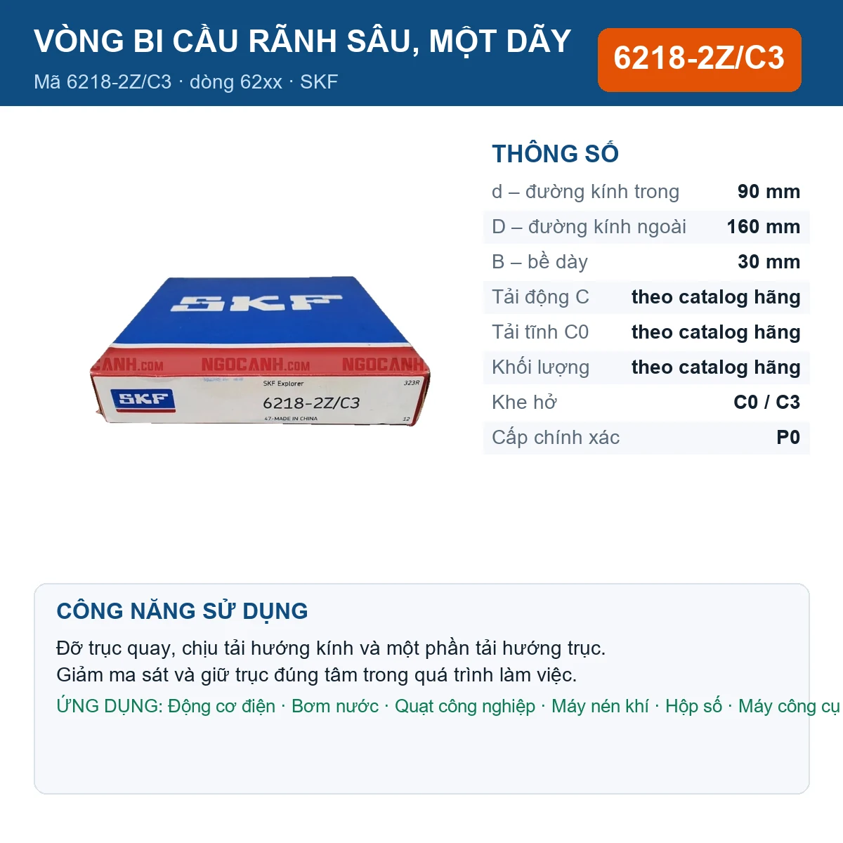 Vòng bi 6218-2Z/C3