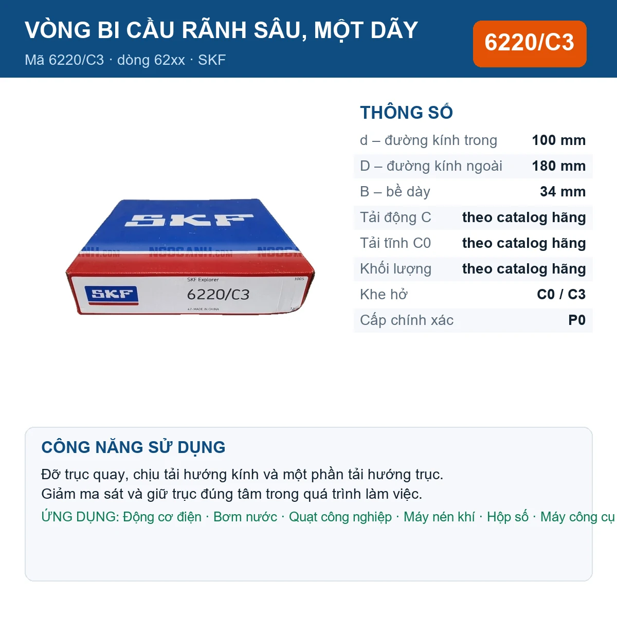 Vòng bi 6220/C3