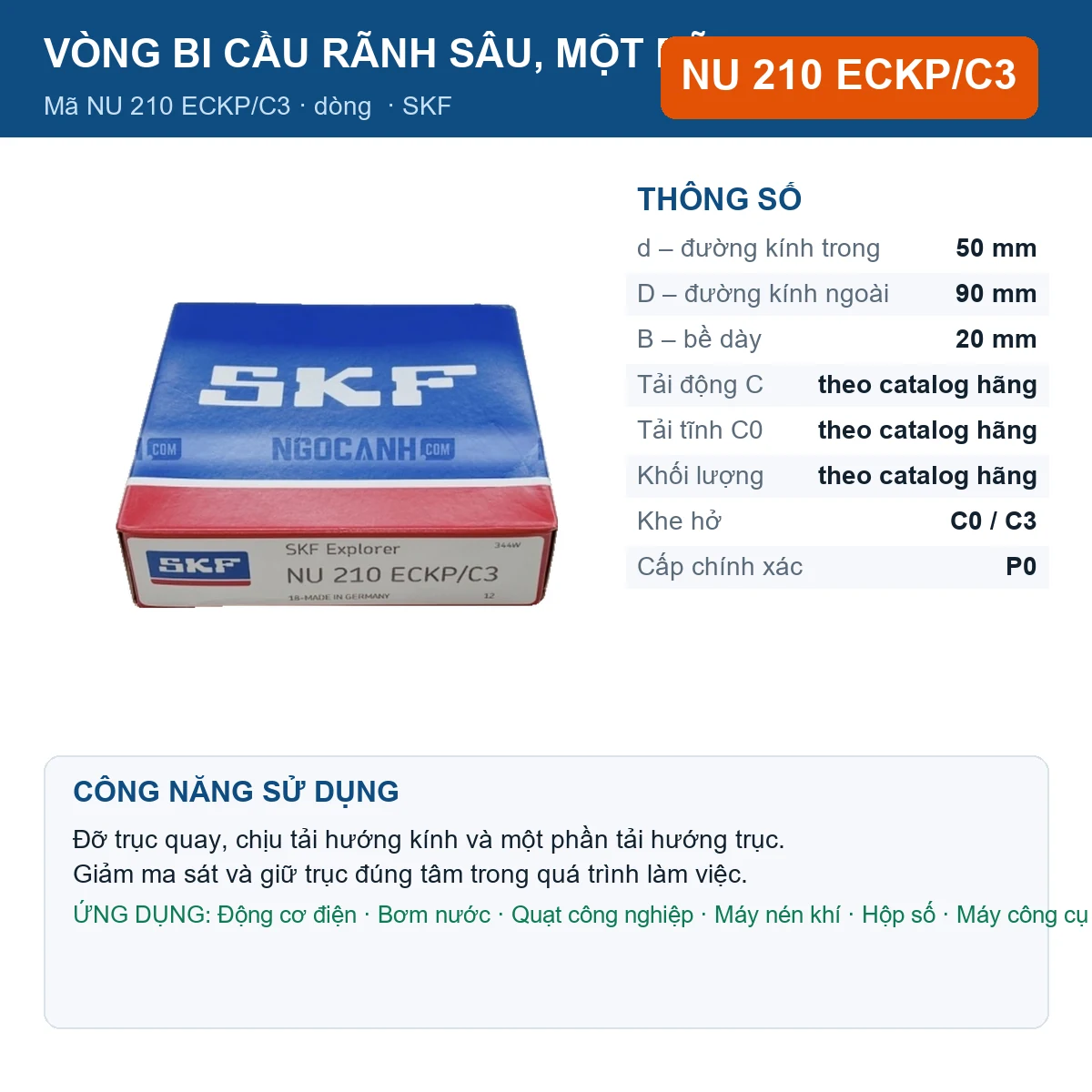 Vòng bi NU 210 ECKP/C3